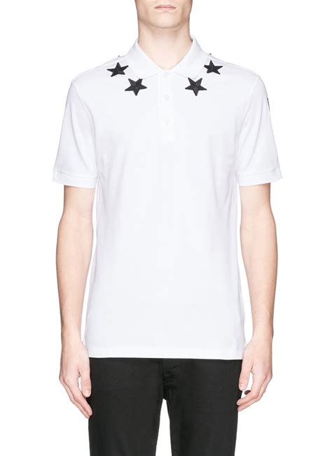 givenchy white star applique polo|Givenchy 2016 Star Appliqué Polo Shirt .